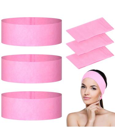 Sdfsdf 128 Pieces Disposable Spa Facial Headbands Stretch Non-Woven Headband Soft Skin Care Hair Band with Convenient Closure for Women Girls Salons Esthetician Supplies Pink Large 40.0 Count