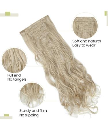 S-noilite 24 Inch Curly Ash Blonde & Bleach Blonde Clip In Hair Extensions - 8pcs Full Head Set | 60 Colours Available - Buy Online on GoSupps.com