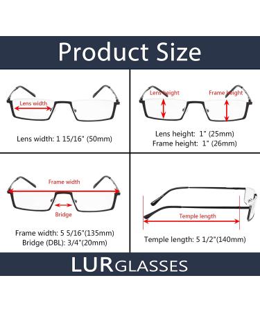 3 Pack Metal Half-Rim Reading Glasses (Gunmetal) 2.75x Magnification - Buy Online on GoSupps.com