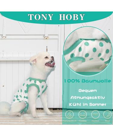 TONY HOBY Dog Pajamas - Soft Breathable Summer Dog Jumpsuit with Polka Dots in Dark Green (S) | International Shipping Available - Buy Online on GoSupps.com