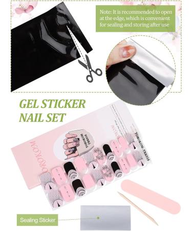 EBANKU Purple Blue Semi Cured Gel Nail Strips | Long Lasting Waterproof Nail Wraps with Cuticle Stick, File, Wipes | UV/LED Lamp Required | Pink and Black - Buy Online on GoSupps.com