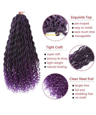 8 Packs 22'' Purple Goddess Locs Crochet Hair | Boho Faix River Locs with Curly Ends | 8 packs/lot T1B/Purple - Buy Online on GoSupps.com