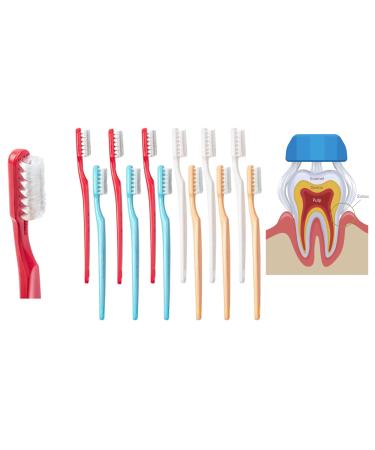 Soft 3 Sided Toothbrush - Orthodontic Toothbrushes - Soft Bristle Toothbrush for Sensitive Gums Bleeding Gums Braces Autistic Adults and Children's Over 13 Years (Pack 12)