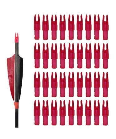 Hosolee 36 Pack Arrow Nocks 6.20mm/.244inch Insert Tails for Archery Hunting Target Shooting Clear Red