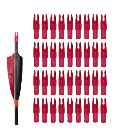 Hosolee 36 Pack Arrow Nocks 6.20mm/.244inch Insert Tails for Archery Hunting Target Shooting Clear Red