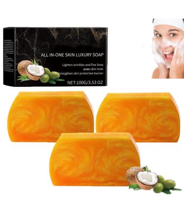 homomdy Golden Scent Deep Cleansing Moisturizing Soap Long Lasting Scent Soft and Nourishing Natural and Soothing Enhances Skin Elasticity Moisturizing Facial Exfoliator (3pcs)