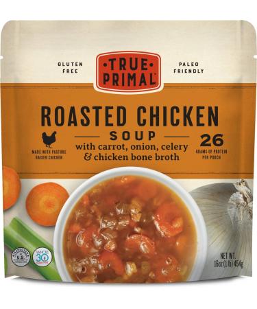 True Primal Roasted Chicken Soup 8-pack Ready to eat Gluten free Paleo Pastured chicken Whole30 AIP Bone broth