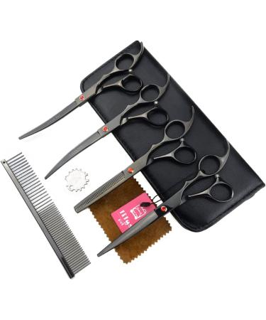 LILYS PET Professional Titanium Coated Dog Grooming Scissors Set 7.0 Black - Buy Online on GoSupps.com