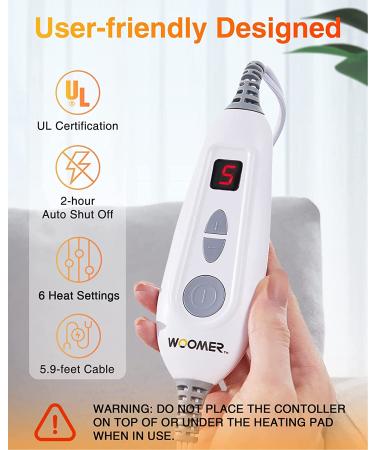 Woomer Extra Large Electric Heating Pad | 5-Year Warranty for Back Pain Relief | Moist Heat Therapy | Auto Shut-Off | Power Cord Storage Belt | 33 x 17 Pumpkin Design - Buy Online on GoSupps.com