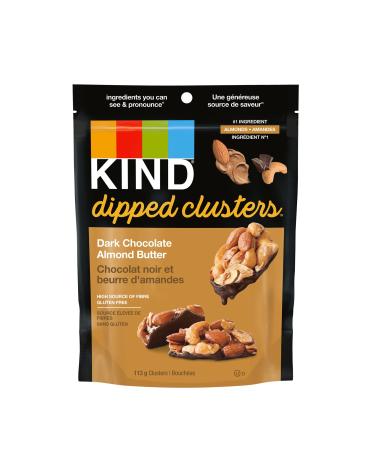 Du-Bro Products KIND Dipped Clusters Dark Chocolate Almond Butter Gluten Free Snacks 113g Bag brown