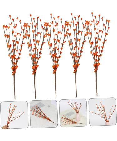 5pcs Artificial Berry Branch Christmas Ornaments Christmas Decoration Christmas Garland Berry Artificial Tree Picks Holly Berry Sprigs Plants Decor Plastic Small Fruit Halloween Orange 30x5cm - Buy Online on GoSupps.com