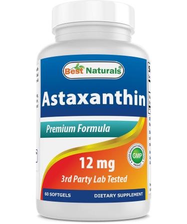 Best Naturals Triple Strength Astaxanthin 12mg 60 Softgels - Powerful Antioxidant Carotenoid