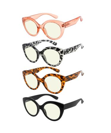 Eyekepper 4-Pack Fashion Reading Glasses Blue Light Blocking Oversized Computer Glasses Readers Women +2.0 Blue Light Blocking-b40-4 Pairs 2.0 x