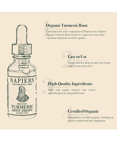 Napiers Organic Turmeric Root Tincture Drops - Alcohol-Free Herbal Supplement 30ml - Buy Online on GoSupps.com