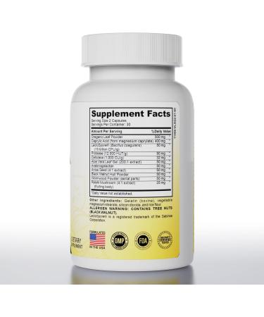 Candida Cleanse - Gut & Colon Support (60 Capsules) | Natural Herbal Detox for Yeast Overgrowth - Oregano Wormwood Black Walnut Caprylic Acid - Men's & Women's Health - Buy Online on GoSupps.com