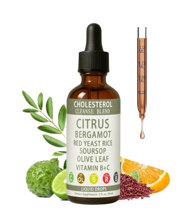 RESONA Red Yeast Rice Drops Citrus Bergamot Red Yeast Rice High Absorption Cholesterol Support Blend with Red Yeast Rices Citrus Bergamot Olive Leaf & Soursop Natural Non-GMO Vegan - 2 fl oz 1