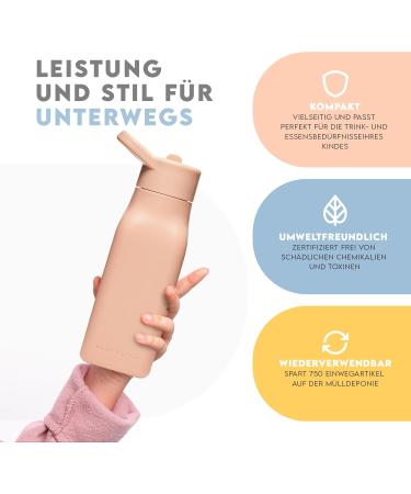 Neon Kactus Children's Silicone Water Bottle Leak-Proof Dishwasher-Safe BPA-Free & Plastic-Free Perfect for School Travel & Sports Rosa Flamingo - Buy Online on GoSupps.com