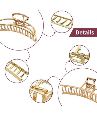 Luvadeyo 6-Piece Claw Clips Set - Slipproof Metal Golden Hair Clips for Thick & Thin Hair - Strong Hold Hairpins for Women & Girls - Buy Online on GoSupps.com