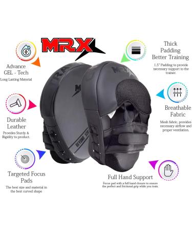 MRX Gel Tech Boxing Hook & Jab Pads MMA Focus Punching Mitts - Black/White (Pair) - Buy Online on GoSupps.com