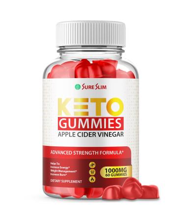Sure Slim Keto Gummies - Official Formula Vegan Non GMO - Sure Slim ACV Keto gummies with Apple Cider Vinegar 1000mg Sureslim Keto Gummies with Beet Root Juice Pomegranate Juice (60 Gummies)