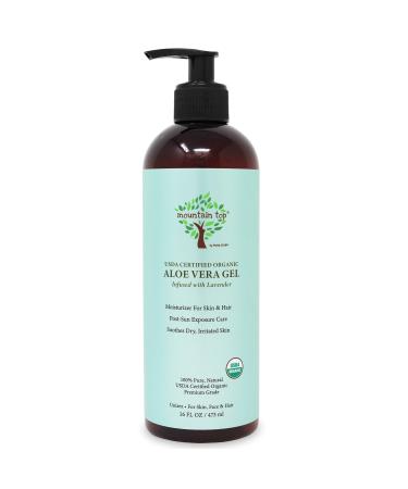 MOUNTAIN TOP Organic Aloe Vera Gel (16 fl oz / 473 mL) USDA Certified 100% Pure & Natural - For Extremely Dry & Itchy Skin