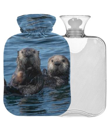 Naanle Wild Sea Otter Werm bottle with cover Transparent bag hot water bottle 1l warm steadel for bed handfoot heat pain relief heat and cold therapy