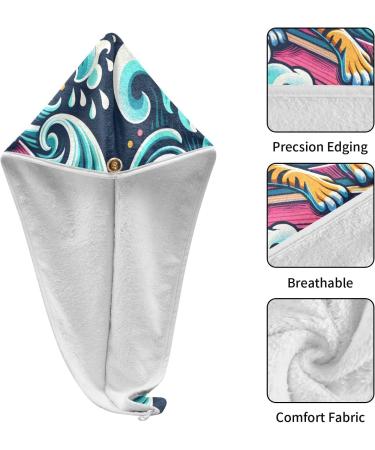 Summer Surfing Tiger Hair Towel 2 Pack | Super Absorbent & Quick Dry Hair Turbans for Women & Girls - Buy Online on GoSupps.com