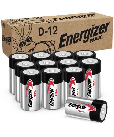 Energizer D Batteries, Max D Cell Battery Premium Alkaline, 12 Count