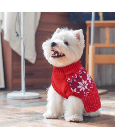 Katzinst Christmas Dog Sweater for Small Breeds | Fleece Sweater for French Bulldogs Dachshunds Chihuahuas & Yorkshires in Red - Buy Online on GoSupps.com