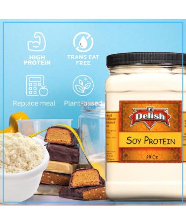 It's Delish Soy Protein Powder 28 Oz Reusable Jumbo Jar | Plant-Based Bulk Protein Powder Unflavored for Drinks Shakes Meal Replacement | No Sugar Added Vegan Gluten & Milk Free Keto Kosher - Buy Online on GoSupps.com