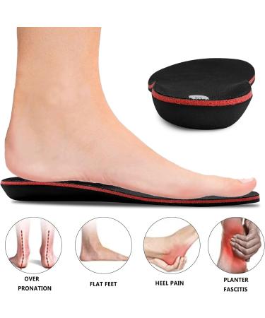 LARGERED Gel Insoles with Arch Support | Memory Foam Shoe Inserts for Flat Feet & Plantar Fasciitis | Men Women | Size M 6-8UK | Black - Buy Online on GoSupps.com