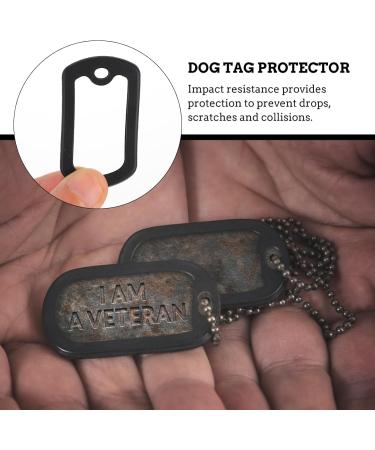 12Pcs Military Dog Tag Silicone Rubber ID Tags - Black Rectangular Covers for Pets - Buy Online on GoSupps.com