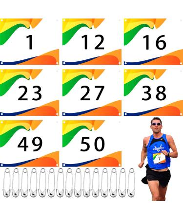 SLOYUNLU Running Bib Numbers 50/100 with Safety Pins for Marathon Sports Competition Events, Race Bibs Competitor Numbers for Track and Field, Tearproof Waterproof 6 x 7.5 Inch