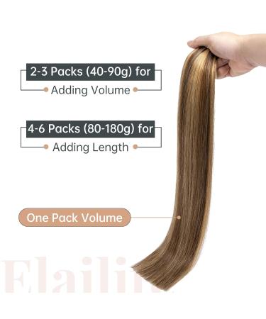 Elailite 30cm Tape Extensions - Real Remy Hair 20 Pieces #4/27 Medium Brown & Dark Blonde Smooth Adhesive - International Shipping Available - Buy Online on GoSupps.com
