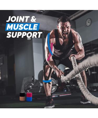 Cotton Elastic Kinesiology Therapeutic Athletic Tape - Latex Free - 2 x 16' Roll - Beige - Buy Online on GoSupps.com