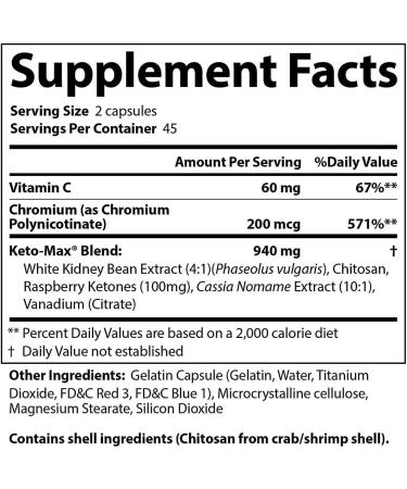 Keto-Max Dietary Supplement | Carb & Fat Blocker with Chromium | Stimulant-Free Fat Burner | 90 Capsules for a Toned Body - Buy Online on GoSupps.com