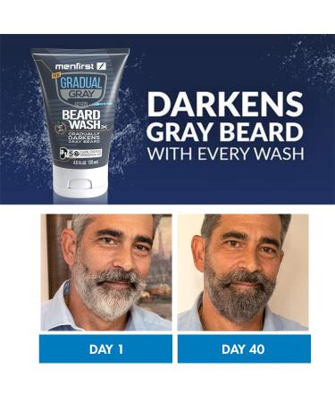 MenFirst Gradual Gray Darkening Beard Wash Shampoo for Men - Reduces White Beard Color - 4.6 oz - Dark Shades - Buy Online on GoSupps.com
