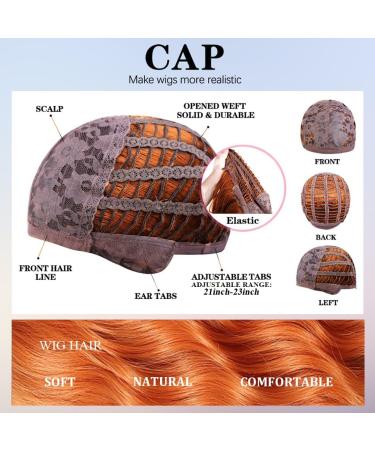 OUFEI Long Orange Wig With Bangs Natural Wavy Wigs for Women Natural Synthetic Hair Heat Resistant Wigs for Daily Party Cosplay Wear Orange(1163-2) - Buy Online on GoSupps.com