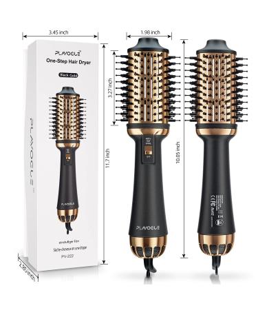 Plavogue Dual Voltage Hair Dryer Brush Volumizer - Travel Salon Blowout Brush, Negative Ionic, One-Step Hot Air Brush - International Upgraded Version (Black Gold) - Buy Online on GoSupps.com