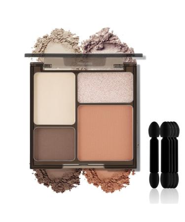 4 Colors Eyeshadow Powder Waterproof EyeShadow Palette with Eyeshadow Applicator Highly Pigmented Eye Makeup Long Lasting # 001