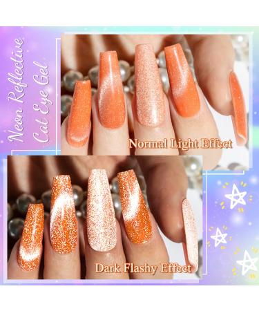 MIZHSE Neon Reflective Cat Eye Gel Nail Polish Set - Fluorescent Glitter Magnetic Neon Gel Varnish - Buy Online on GoSupps.com
