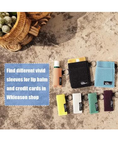 Set of 4 Lip Balm Holder Keychain Clip-On Sleeves - Elastic Lipstick Pouch in Beige/Pink/Yellow/Purple - Buy Online on GoSupps.com