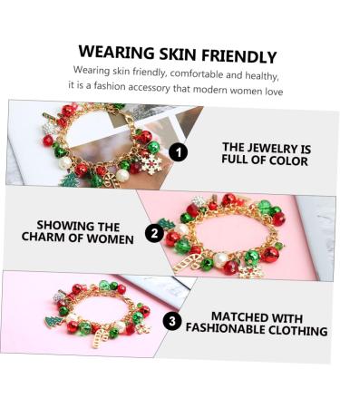 ibasenice 1pc Christmas Bell Bracelet Beaded Stretch Bracelet New Year Link Bracelet Christmas Women Gift Xmas Tree Wrap Bracelets Stocking Stuffers Gifts Metal (iron) Alloy Drill Ball - Buy Online on GoSupps.com