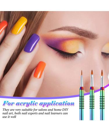 3 Pieces Kolinsky Acrylic Nail Brush Set with Rainbow Size 2 4 5 - Non-slip Handle, Silver Metal - 3D Nail Art Brushes - Buy Online on GoSupps.com