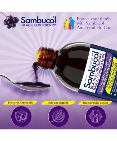 Sambucol Black Elderberry Anti-Viral Flu Care | Quickly Relieves Cold & Flu Symptoms | Immune Support & Antioxidant | Ideal for Families | Syrup 230 mL blue Anti-Viral Flu Care 230 ml (Pack of 1) - Buy Online on GoSupps.com