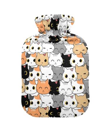 Cute kitten heat bottle with reference heat bottles for pain relief water heating pillows feet and bed warmers for hot and cold compress 1 l