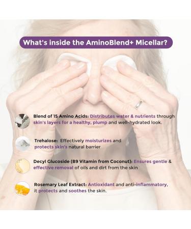 Rumi Cosmetiques AminoBlend+ Micellar Cleansing Water - Gentle and Effective Makeup Remover Vegan and Cruelty-Free for Mature and Sensitive Skin - Buy Online on GoSupps.com