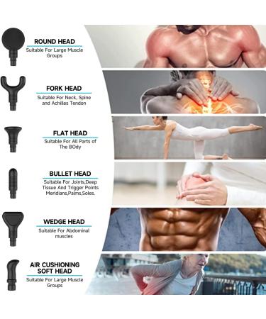 Deep Tissue Percussion Massage Gun - 30 Speeds, 6 Heads - Electric Athletes Massager for Pain Relief - Handheld Portable, Quiet - Black - Buy Online on GoSupps.com