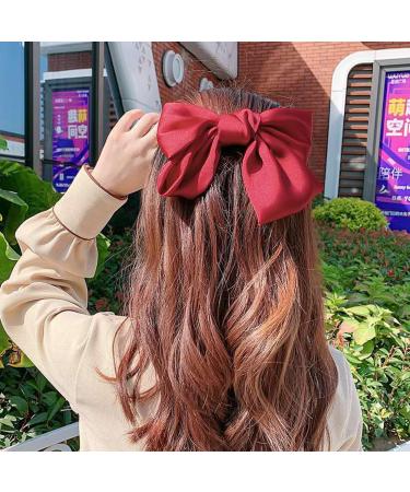 3 Pieces Bowknot Hair Barrettes Hair Bows for Women Big Bow Hair Clips Hair Clips Soft Silky Satin Hair Clips with Bow - Buy Online on GoSupps.com