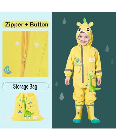 Fewlby Kids XL Puddle Suit Waterproof Overalls | Boys Girls Hooded Raincoat Romper | Toddlers Muddy Suit Rainwear | Size 5-6 Years | Light Yellow - Buy Online on GoSupps.com